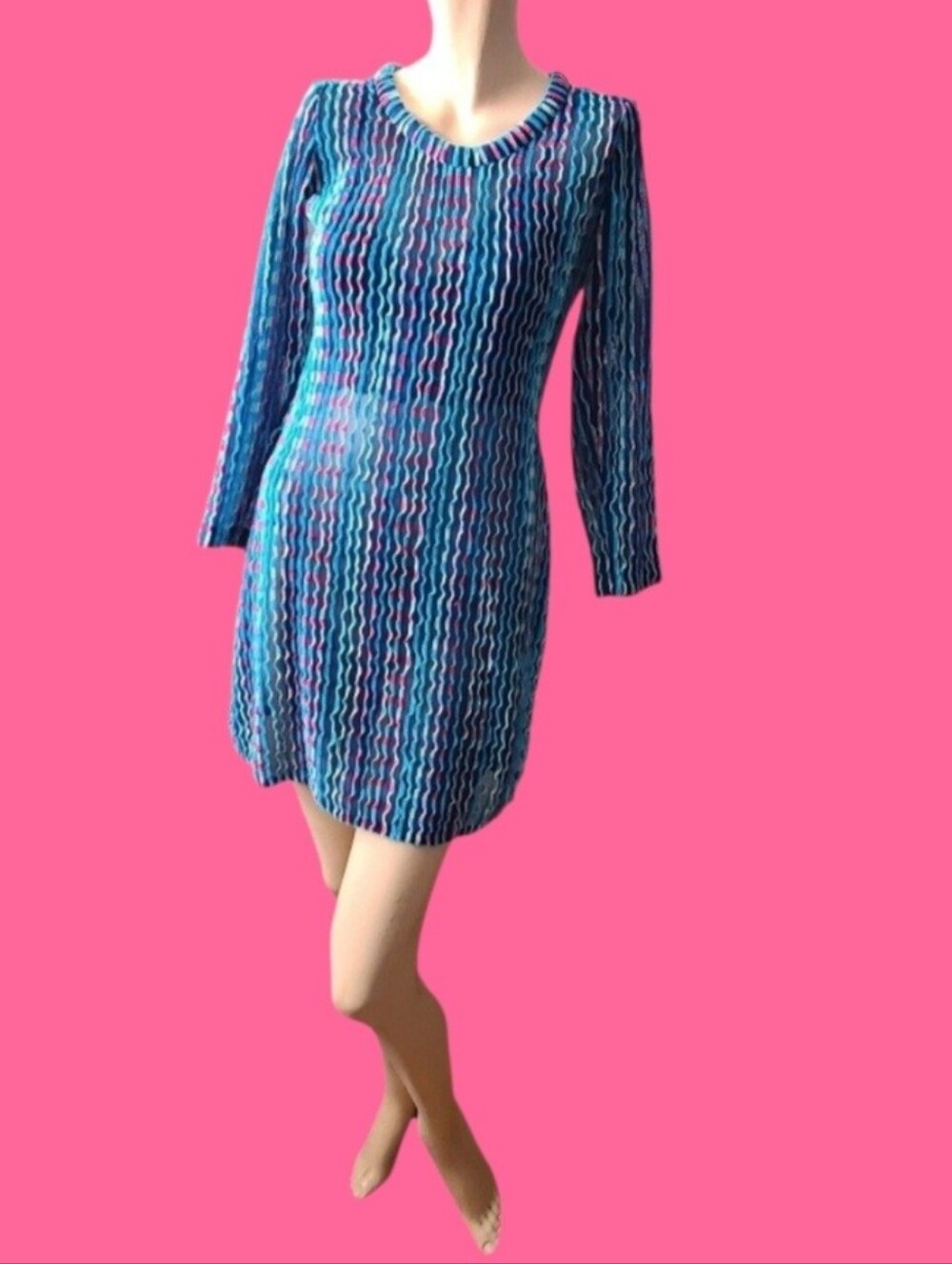 Vintage 60s/70s Twiggy Mod Sheer Crinkle Plissé Mini Dress S